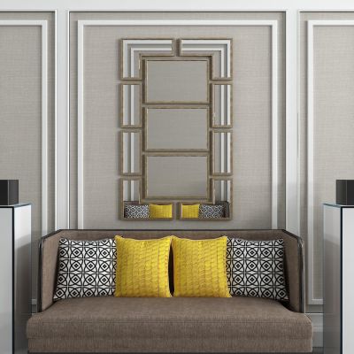 简欧墙饰镜子组合 餐边镜 装饰台 卡座沙发