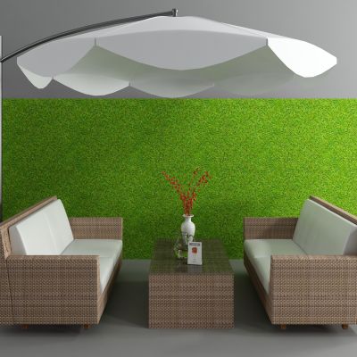 现代户外藤椅沙发 藤茶几 遮阳伞