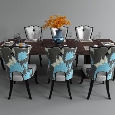 美式长条餐桌椅