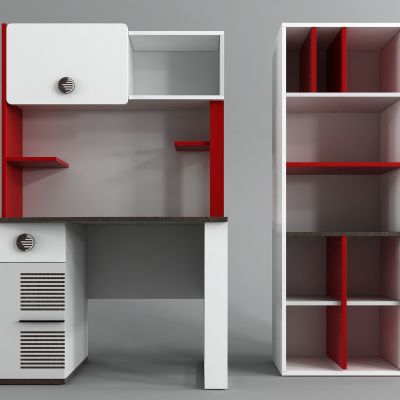 现代实木书桌 书柜 搁架