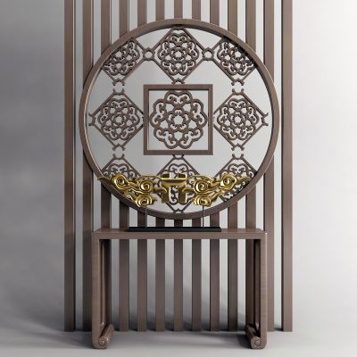 中式屏风 隔断 案几 玄关柜