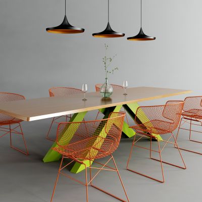 现代极简洽谈桌椅 吊灯