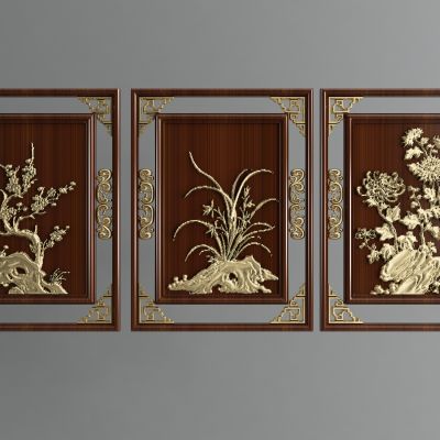 中式木雕 木板画