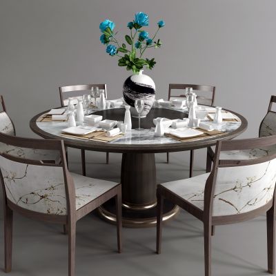 新中式餐桌椅 餐具 花瓶