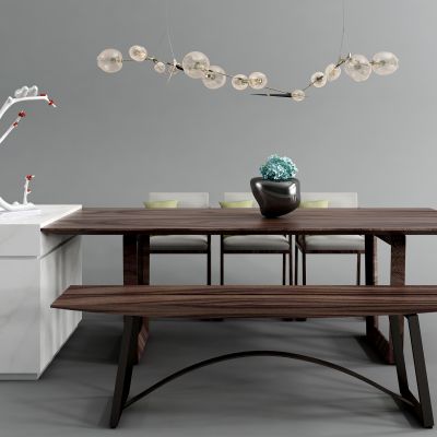 新中式吊灯 餐桌餐椅组合