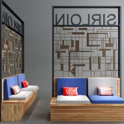 现代卡座 屏风 隔断