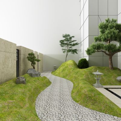 现代庭院景观 山丘  土堆 草丘