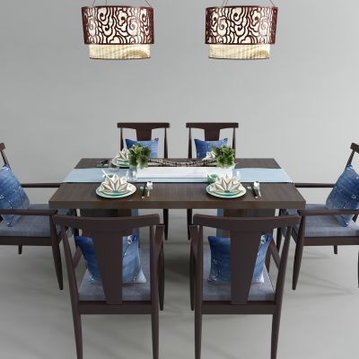 中式餐桌椅 宫廷吊灯