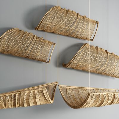 现代藤编挂件组合