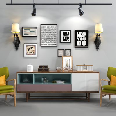 现代电视柜 照片墙 单人休闲椅 马头灯