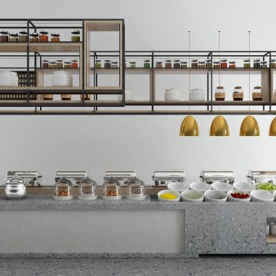 工业风自助餐台 调料架 餐盆 餐具