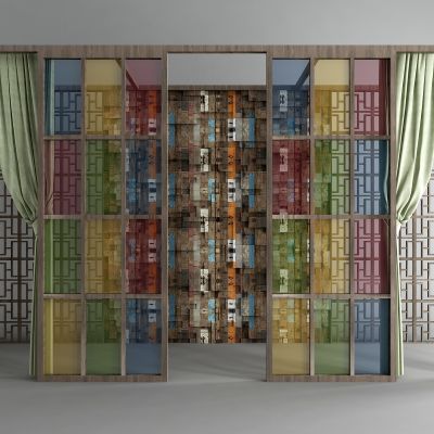 现代彩色玻璃 隔断 