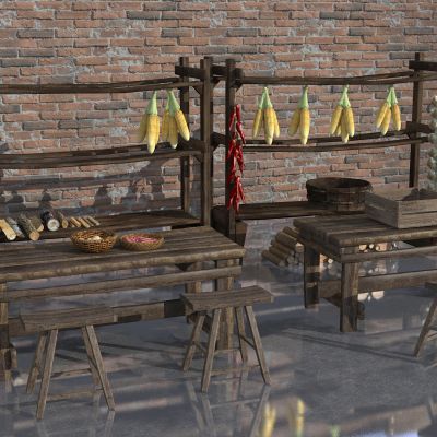 自然风民宿实木桌椅板凳