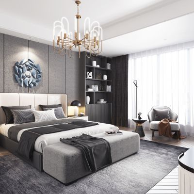 现代高级灰卧室