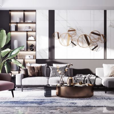 现代轻奢沙发茶几组合