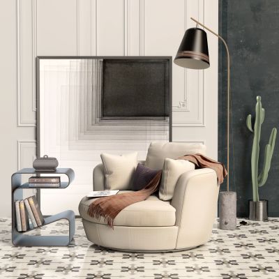 北欧单人沙发椅边几组合