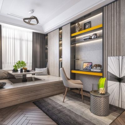 现代轻奢转角沙发茶几组合