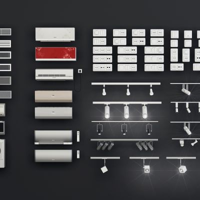 现代空调出风口 空调外机 轨道射灯 筒灯