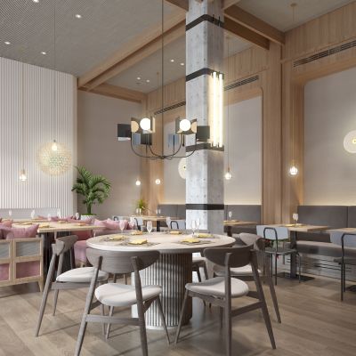 现代餐厅 餐桌 椅子餐具吊灯 壁灯