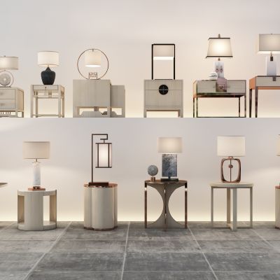 新中式台灯边几柜茶几组合