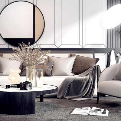 现代轻奢客厅沙发茶几组合