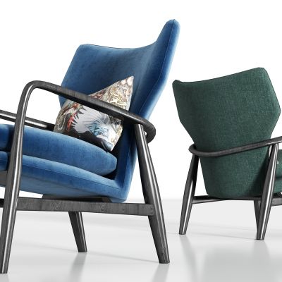 现代实木轻奢绒布单椅组合