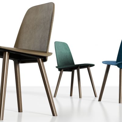 现代金属轻奢皮革绒布单椅组合