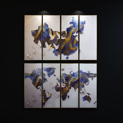 现代地图壁画组合