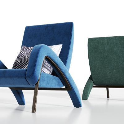 现代金属轻奢绒布单椅组合