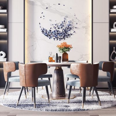 现代轻奢餐桌椅组合