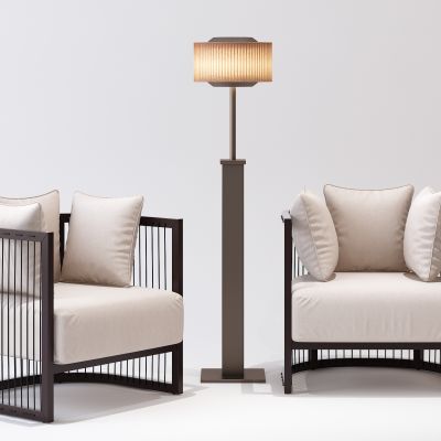 中式休闲椅 落地灯