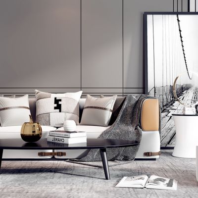现代轻奢客厅 沙发茶几组合