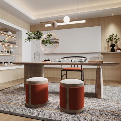 新中式茶室，书房，写字台，书法台