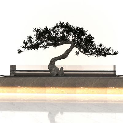 现代玄关景观小品, 入户景观,迎客松, 盆景