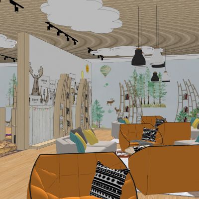 现代风幼儿园图书馆