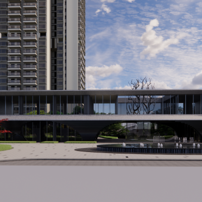 新中式曲线示范区景观深化模型