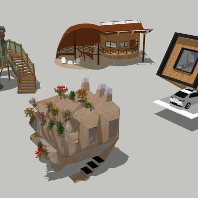 东南亚小木屋 创意小建筑 凉亭 阳光房