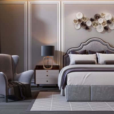 简欧双人床沙发组合