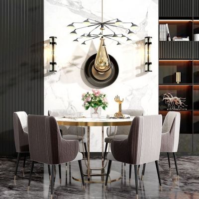 现代高级灰餐桌椅组合