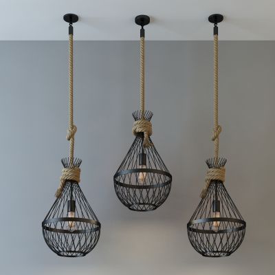 北欧麻绳吊灯 工业吊灯 铁艺吊灯