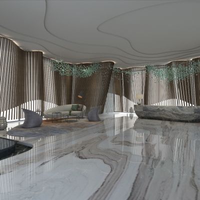 现代大厅 前台 接待 收银台