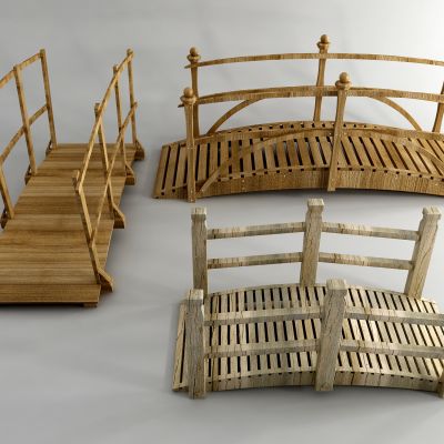 现代拱桥 木桥 景观桥