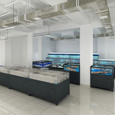 现代超市水池 水产区 鱼缸区