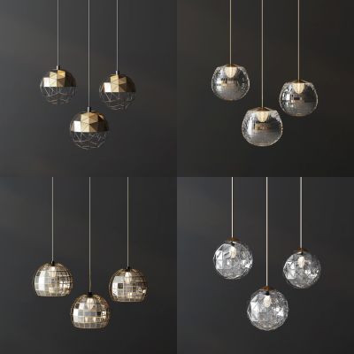 现代轻奢金属玻璃吊灯