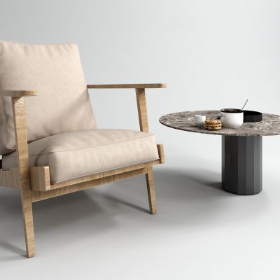 现代休闲椅边几