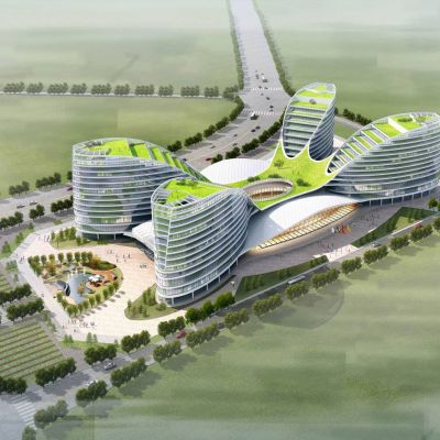 现代呼伦贝尔酒店 现代高层酒店 办公楼 建筑外观 异形建筑