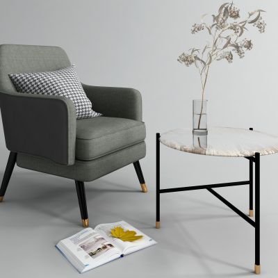 现代椅子边几组合