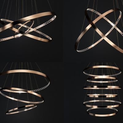 现代环形金属吊灯组合