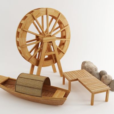 中式木船 水车