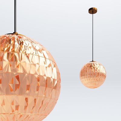 现代橙色球形吊灯